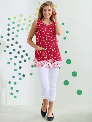 Débardeur long bordures imprimées - rouge à motifs - 40 - Moda Vilona