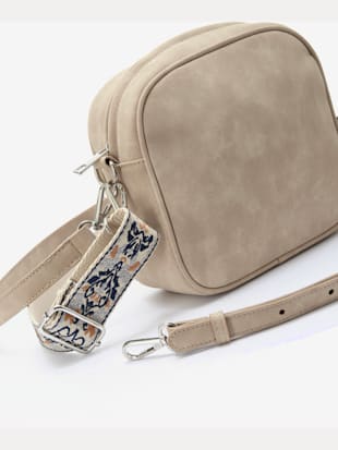 Sac à main tendance avec bandoulières amovibles et réglables : 1x avec broderie tendance, 1x unie (Image 4)