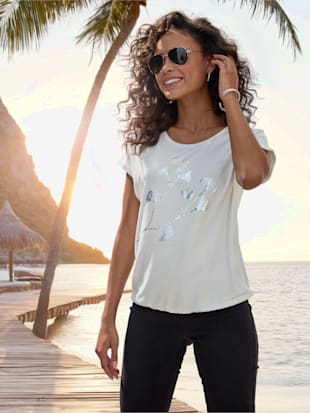 T-shirt à manches courtes imprimé feuille de qualité avec design floral (Image 1)