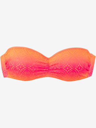 Maillot de bain bandeau à armatures broderie ajourée tendance avec dégradé de couleurs (Image 7)