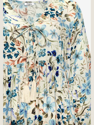Robe tunique encolure en v profonde avec ruban décoratif et houppes (Image 6)