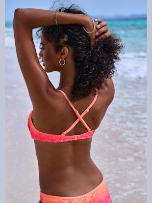 Maillot de bain bandeau à armatures broderie ajourée tendance avec dégradé de couleurs (Image 4)
