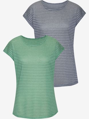 T-shirt à manches courtes tricot jacquard léger à rayures (Image 5)
