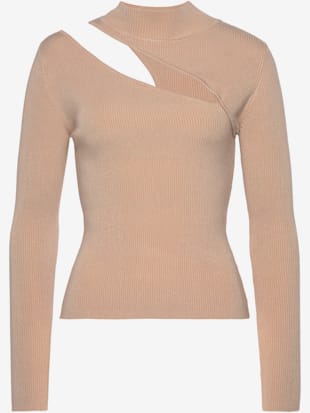 Pull à col montant pull affinant avec grande découpe