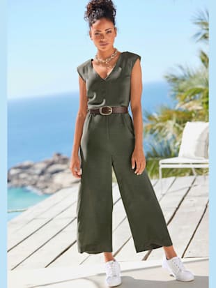 Combinaison col v devant et au dos, coleur kaki - HELLINE