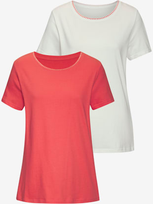 T-shirt broderie contrastée tendance à l'encolure ronde (Image 4)