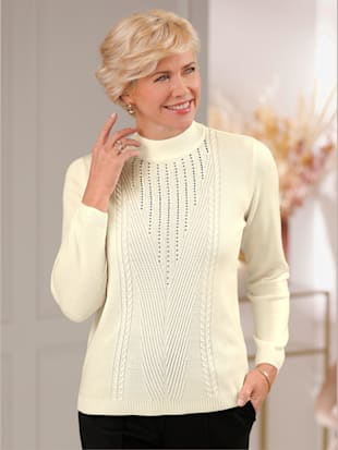 Pull à col montant petites pierres brillantes fantaisie