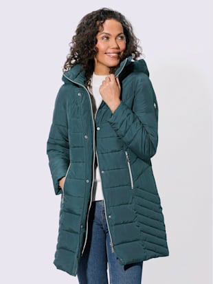 Veste longue glissière sous patte de boutonnage pression