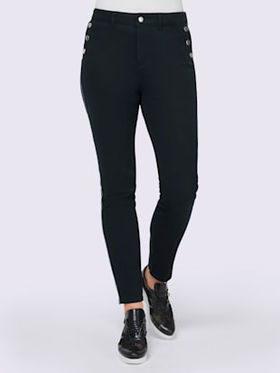 Pantalon rayures décoratives brillantes, coleur marine - HELLINE