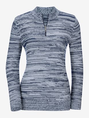 Pull graphique col montant zippé avec finitions côtelées