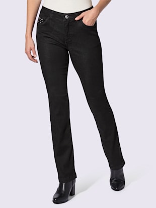 Jean 5 poches bouton fantaisie