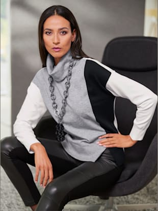 Pull à col roulé motif color block tendance