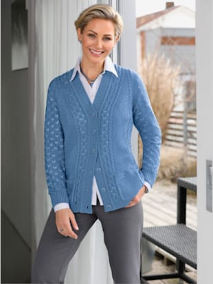 Veste en tricot ajouré mélange de motifs structurés/ajourés