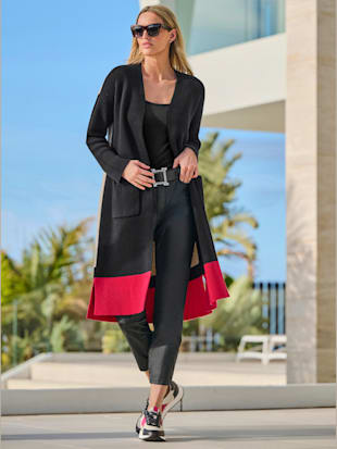 Veste longue en tricot motif color block tendance (Image 1)