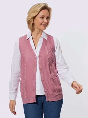 Gilet en tricot jolis motifs torsadés et structurés