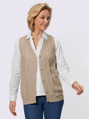 Gilet en tricot jolis motifs torsadés et structurés