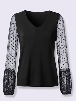 T-shirt dentelle aux manches