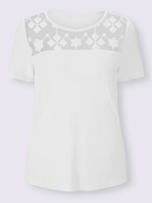 T-shirt empiècement maille décoratif avec dentelle