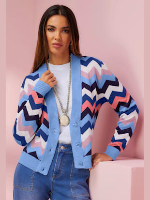 Veste en tricot motif zigzag tendance