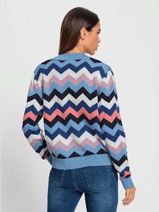 Veste en tricot motif zigzag tendance