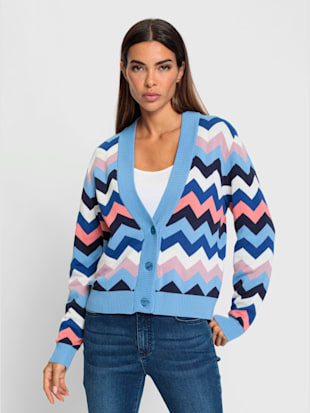 Veste en tricot motif zigzag tendance