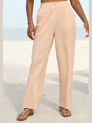 Pantalon en lin ceinture lisse devant, élastique au dos (Image 2)