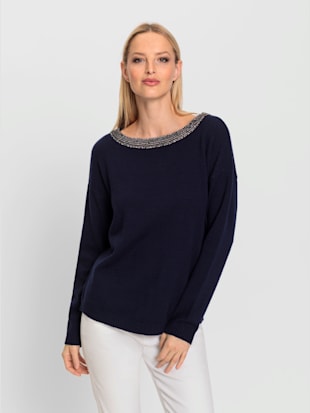 Pull pierres fantaisie sur le col