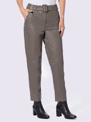 Pantalon en cuir avec ceinture à boucle décorative