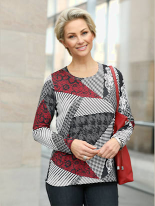 T-shirt hivernal qualité hivernale - rouge-noir imprimé - 46 - WITT