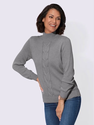 Pull à col montant mélange coton-viscose