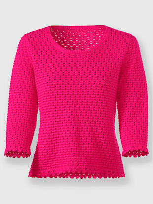 Pull à manches 3/4 motif ajouré transparent discret (Image 4)