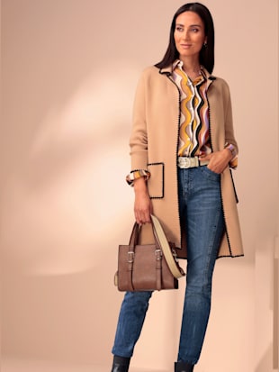 Manteau en tricot superbes coutures contrastées (Image 1)