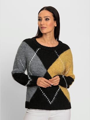 Pull superbe motif losanges tricoté