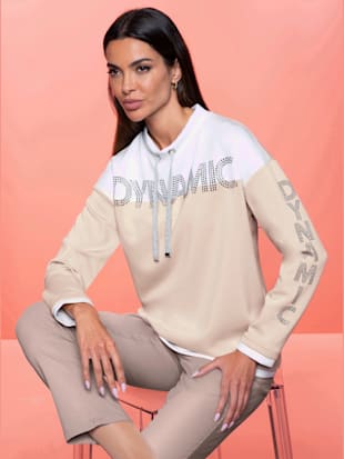 Sweat-shirt inscription avec petites pierres brillantes fantaisie