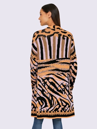Veste en tricot joli jacquard à l'aspect animal