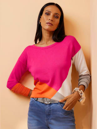 Pull en tricot fin motif color block tendance