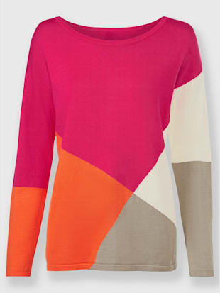 Pull en tricot fin motif color block tendance