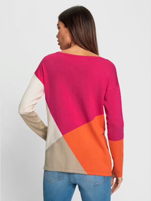 Pull en tricot fin motif color block tendance