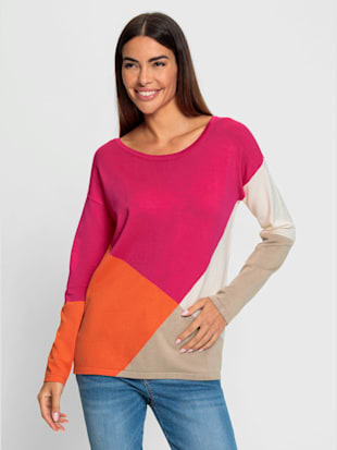 Pull en tricot fin motif color block tendance