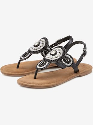 Tongs sandales avec petites pierres fantaisie et perles décoratives