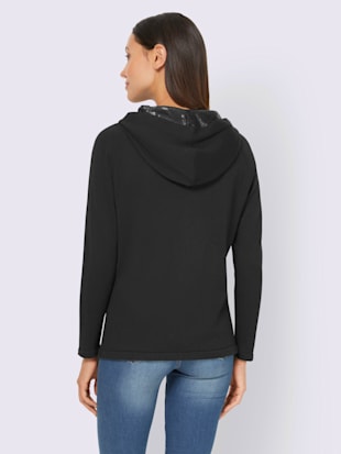 Veste en tricot jolies paillettes sur la capuche et le rabat de la poche