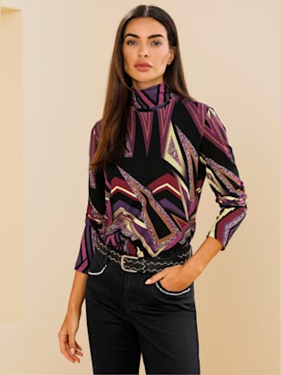T-shirt col roulé motif imprimé exclusif