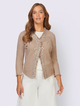 Veste en tricot perles et petites pierres brillantes fantaisie