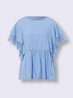 T-shirt manches chauve-souris bordure en dentelle décorative (Image 4)