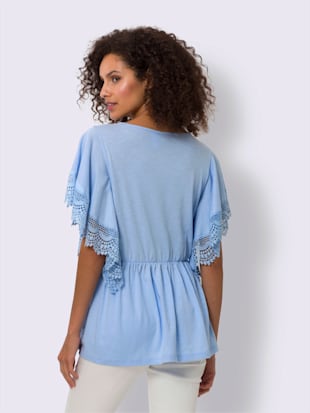 T-shirt manches chauve-souris bordure en dentelle décorative (Image 3)