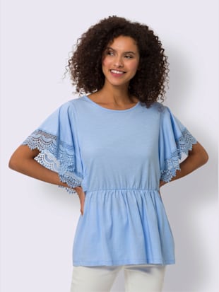 T-shirt manches chauve-souris bordure en dentelle décorative (Image 2)