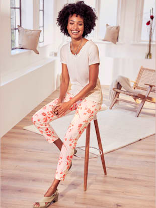 Pantalon imprimé motif estival