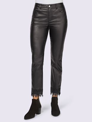 Pantalon dentelle crochetée au bas des jambes, coleur noir - HELLINE