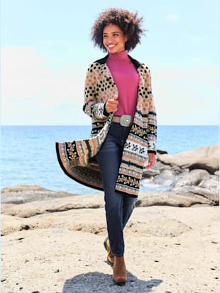 Manteau en tricot mélange de motifs tendance