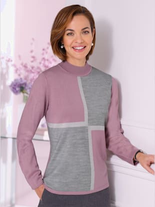 Pull toucher doux et agréable - mauve-gris pierre à motifs - 42 - WITT